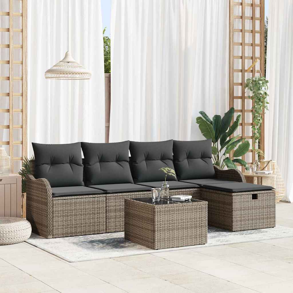 Havesofa Sæt 6 stk. Poly rattan