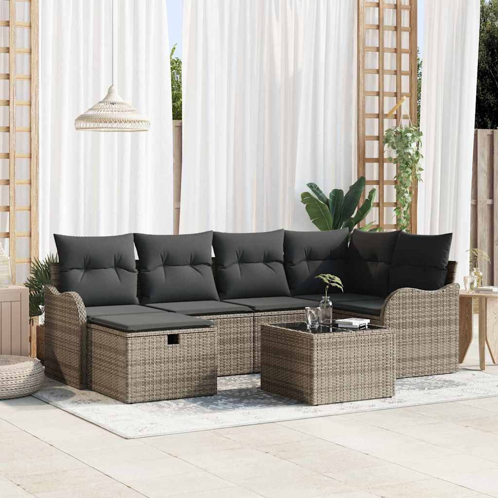 Havesofa Sæt 7 stk. Poly rattan