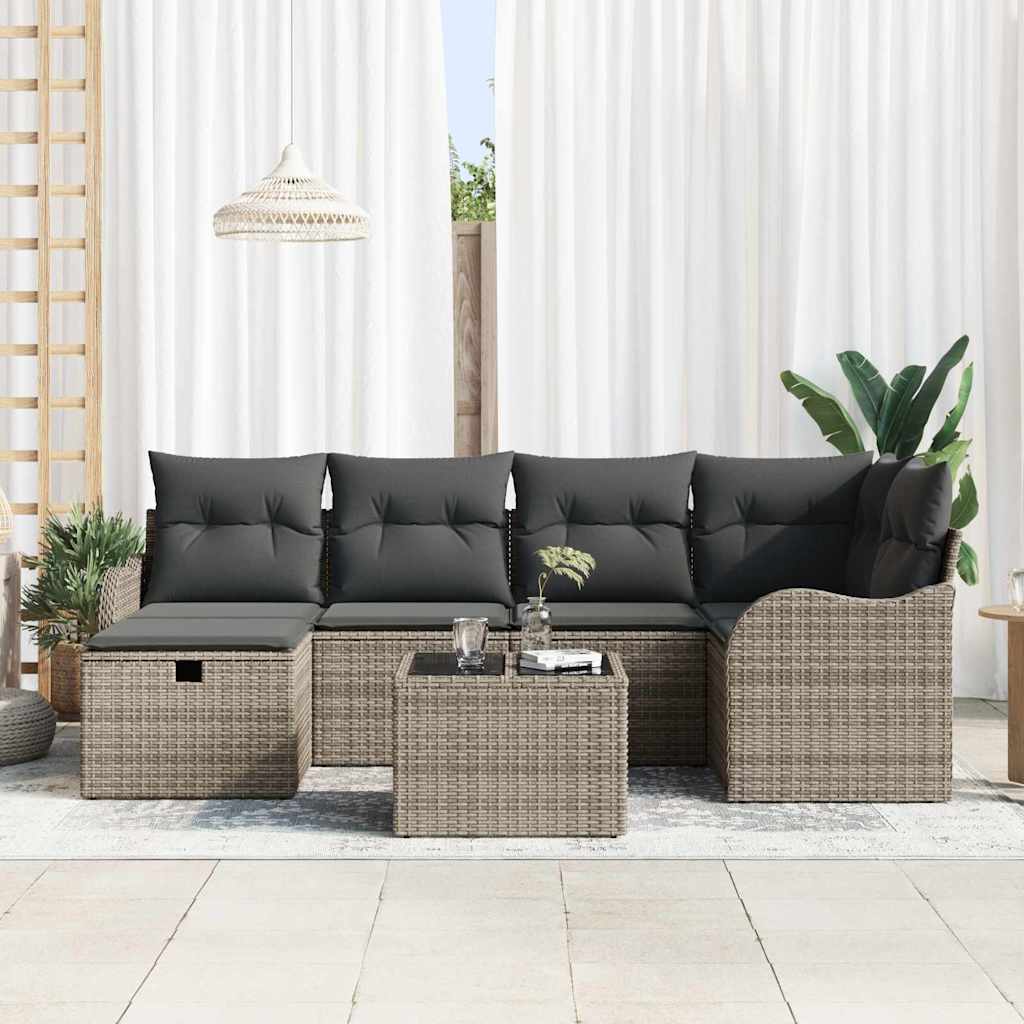 Havesofa Sæt 7 stk. Poly rattan
