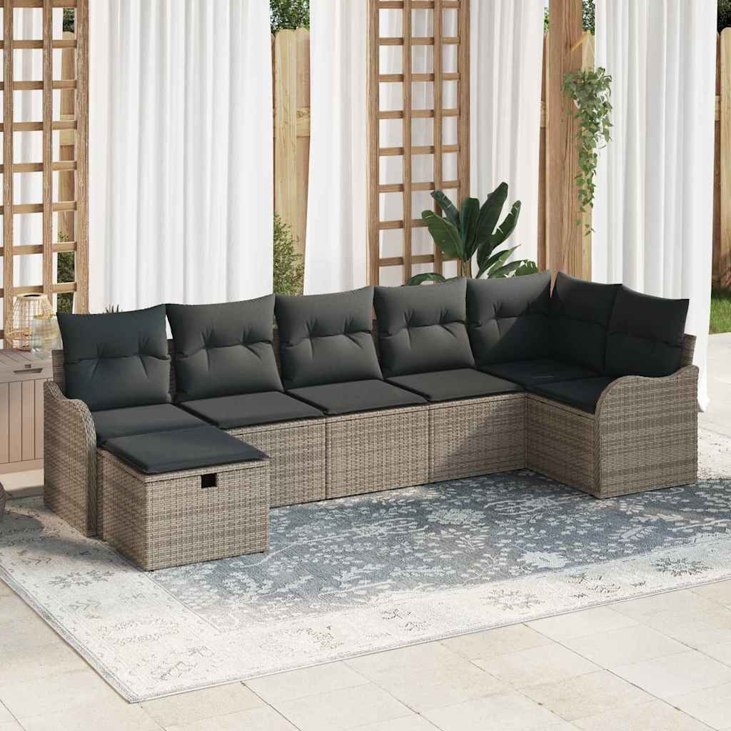 Havesofa Sæt 7 stk. Poly rattan