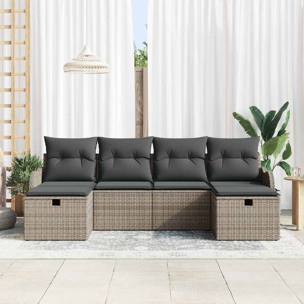 Havesofa Sæt 6 stk. Grå polyrattan