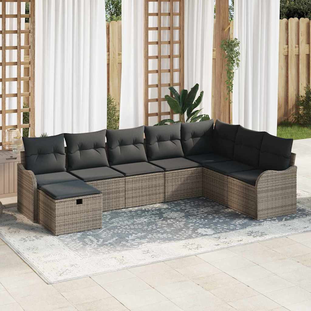 Havesofa Sæt 8 stk. Grå polyrattan