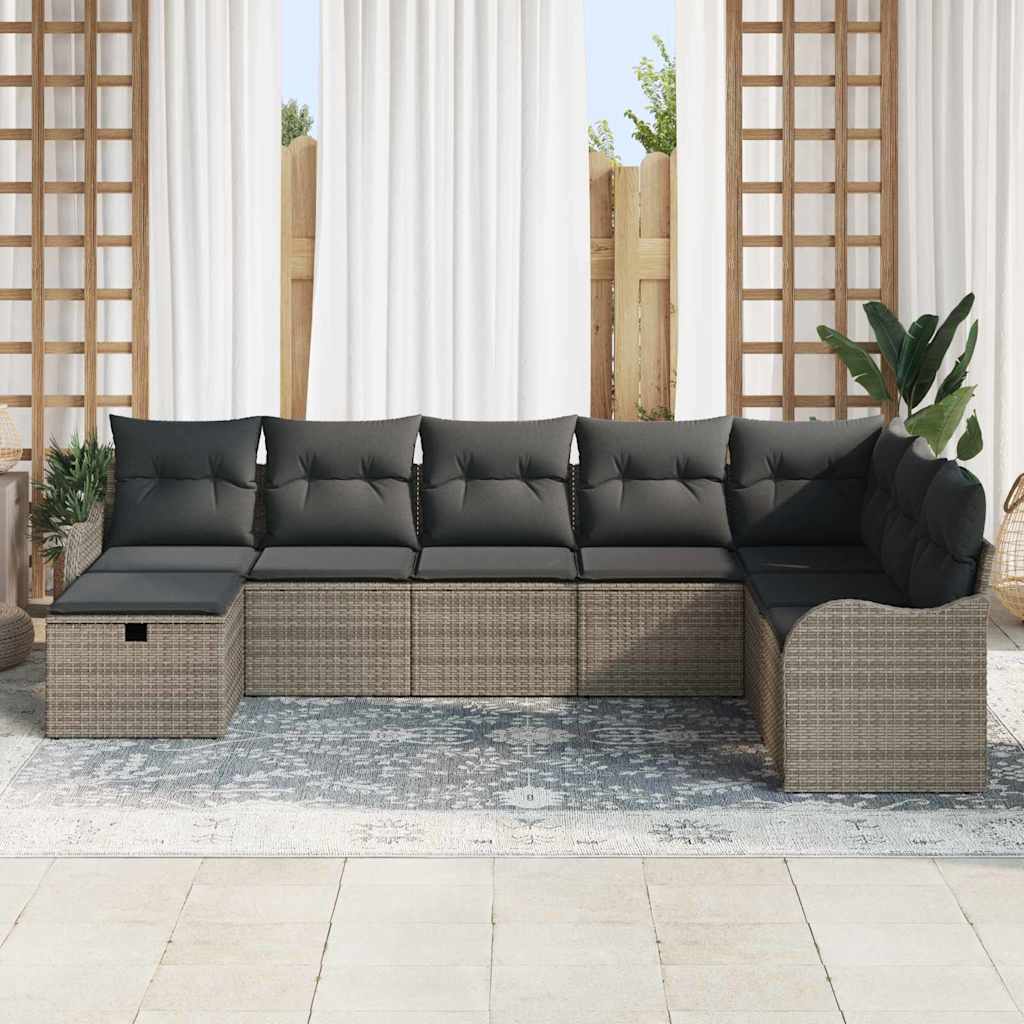 Havesofa Sæt 8 stk. Grå polyrattan