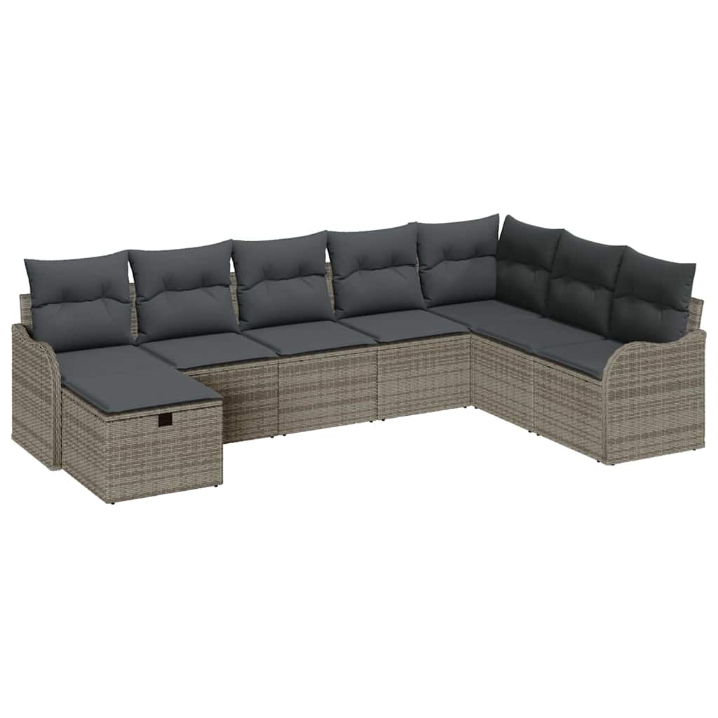 Havesofa Sæt 8 stk. Grå polyrattan