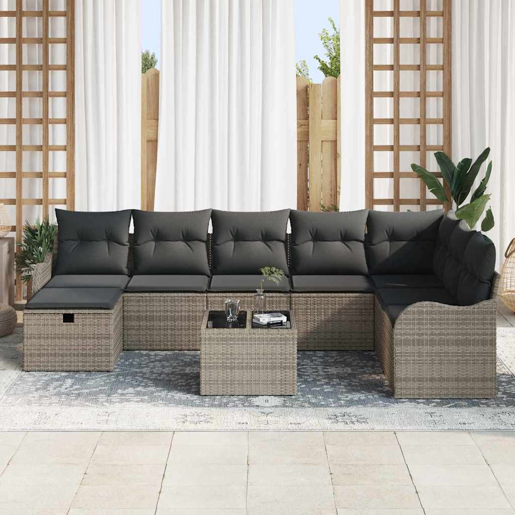 Havesofa Sæt 9 stk. Grå polyrattan