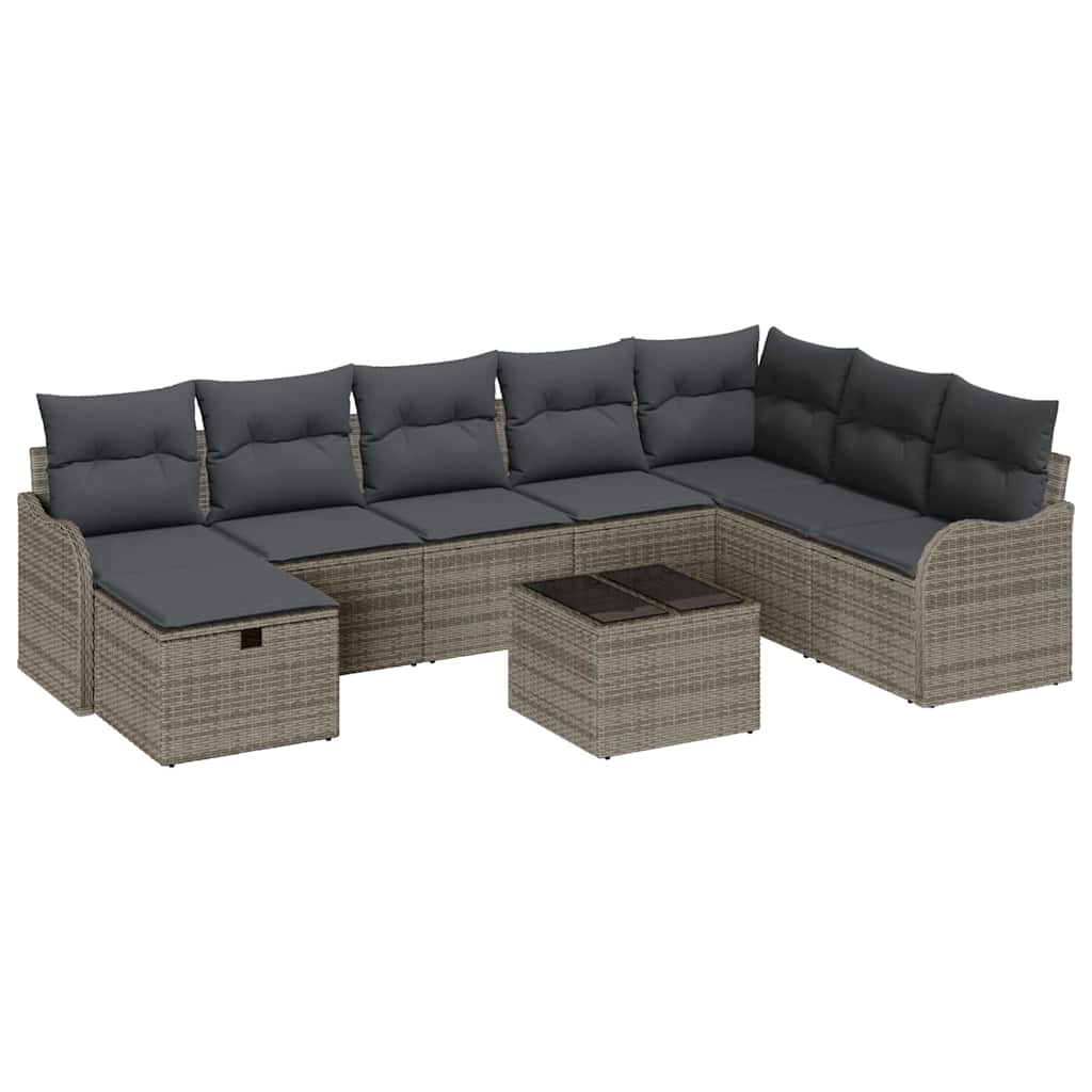 Havesofa Sæt 9 stk. Grå polyrattan