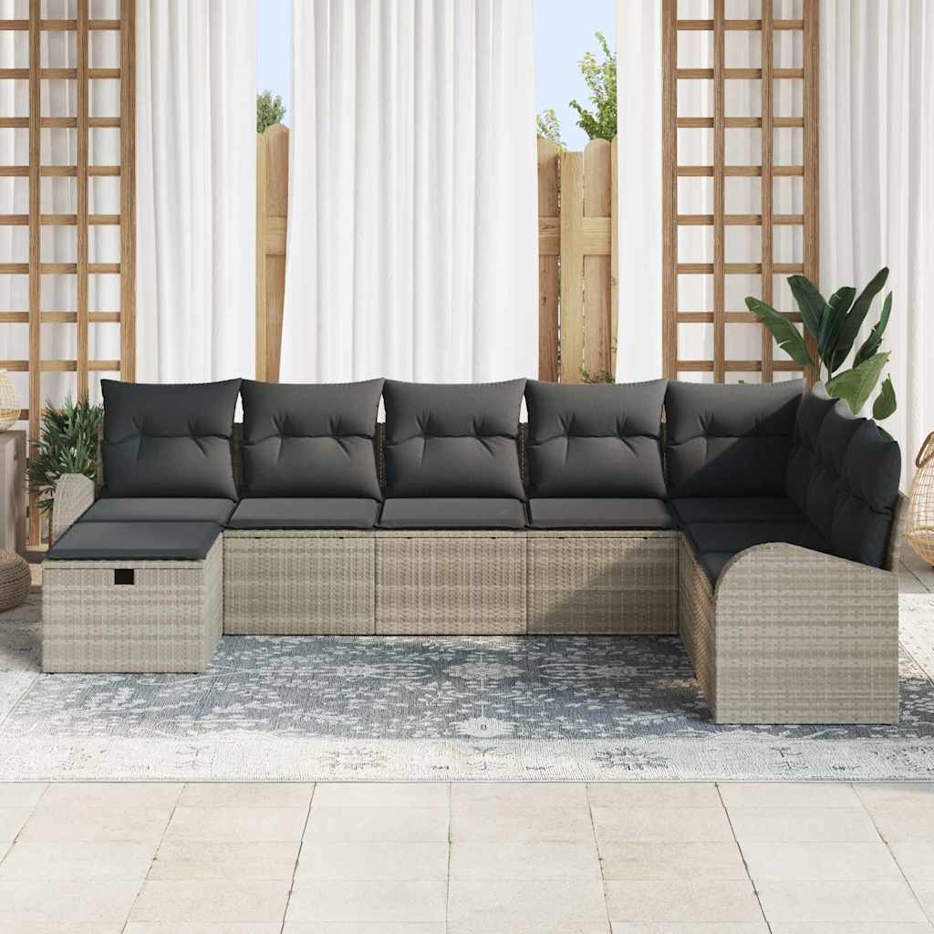 Havesofa Sæt 8 stk. Lysegrå polyrattan