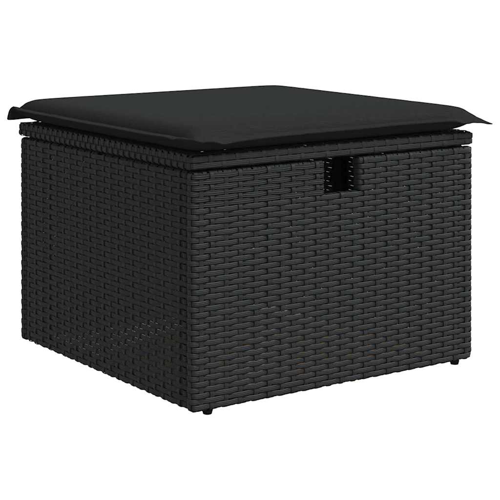 Havesofa Sæt 7 stk. Sort Poly rattan