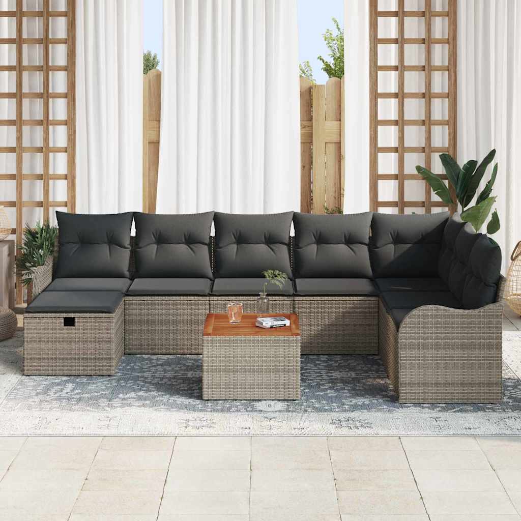 Havesofa Sæt 9 stk. Grå Poly rattan