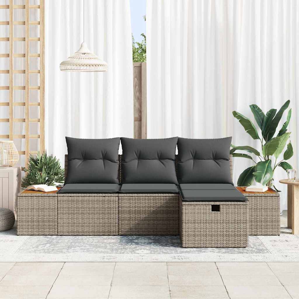 Havesofa Sæt 4 stk. Grå polyrattan