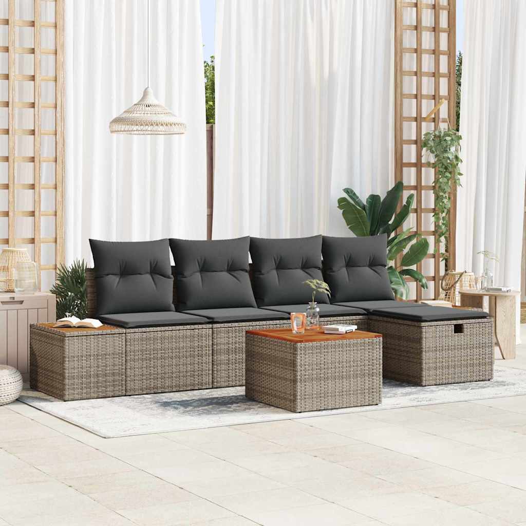 Havesofa Sæt 6 stk. Grå polyrattan