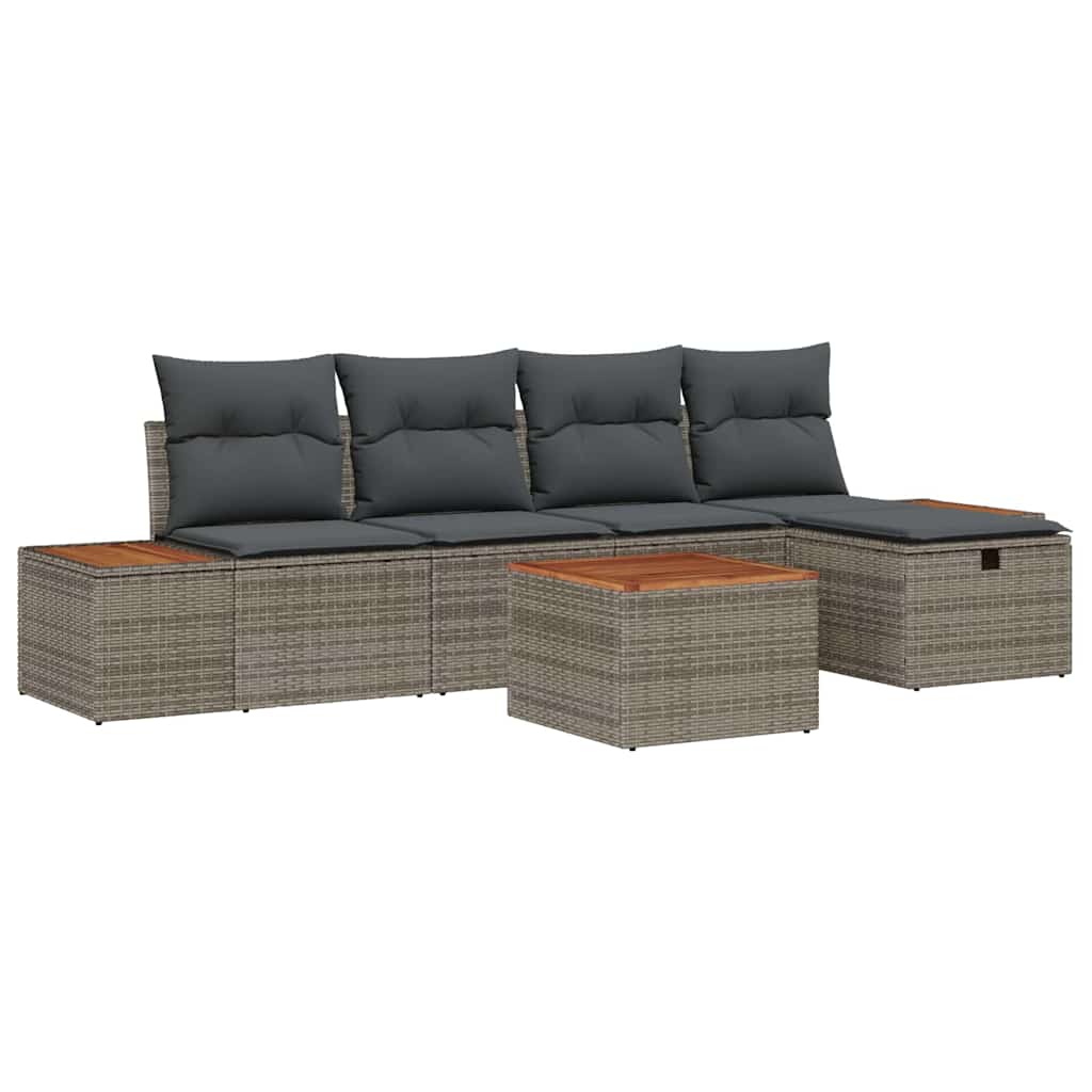 Havesofa Sæt 6 stk. Grå polyrattan