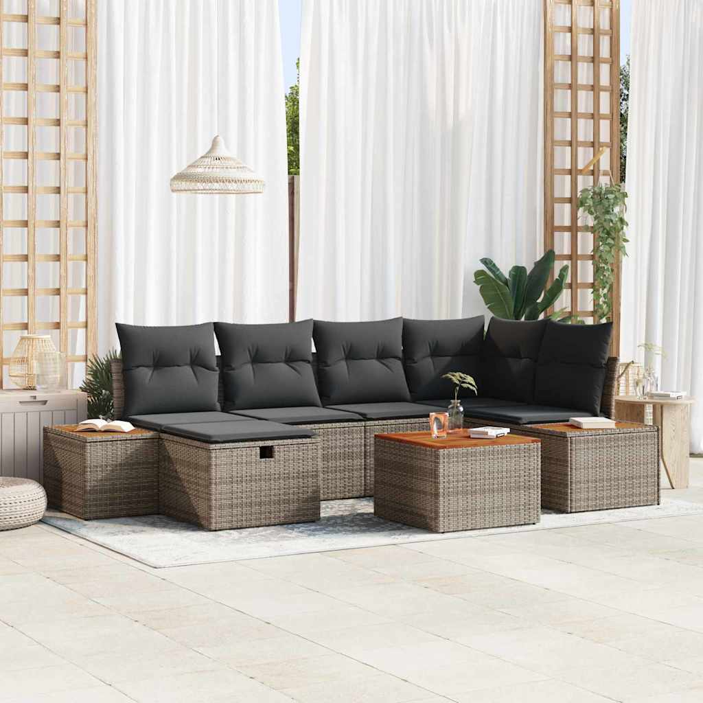 Havesofa Sæt 7 stk. Grå polyrattan