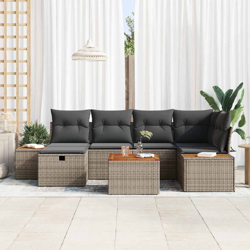 Havesofa Sæt 7 stk. Grå polyrattan