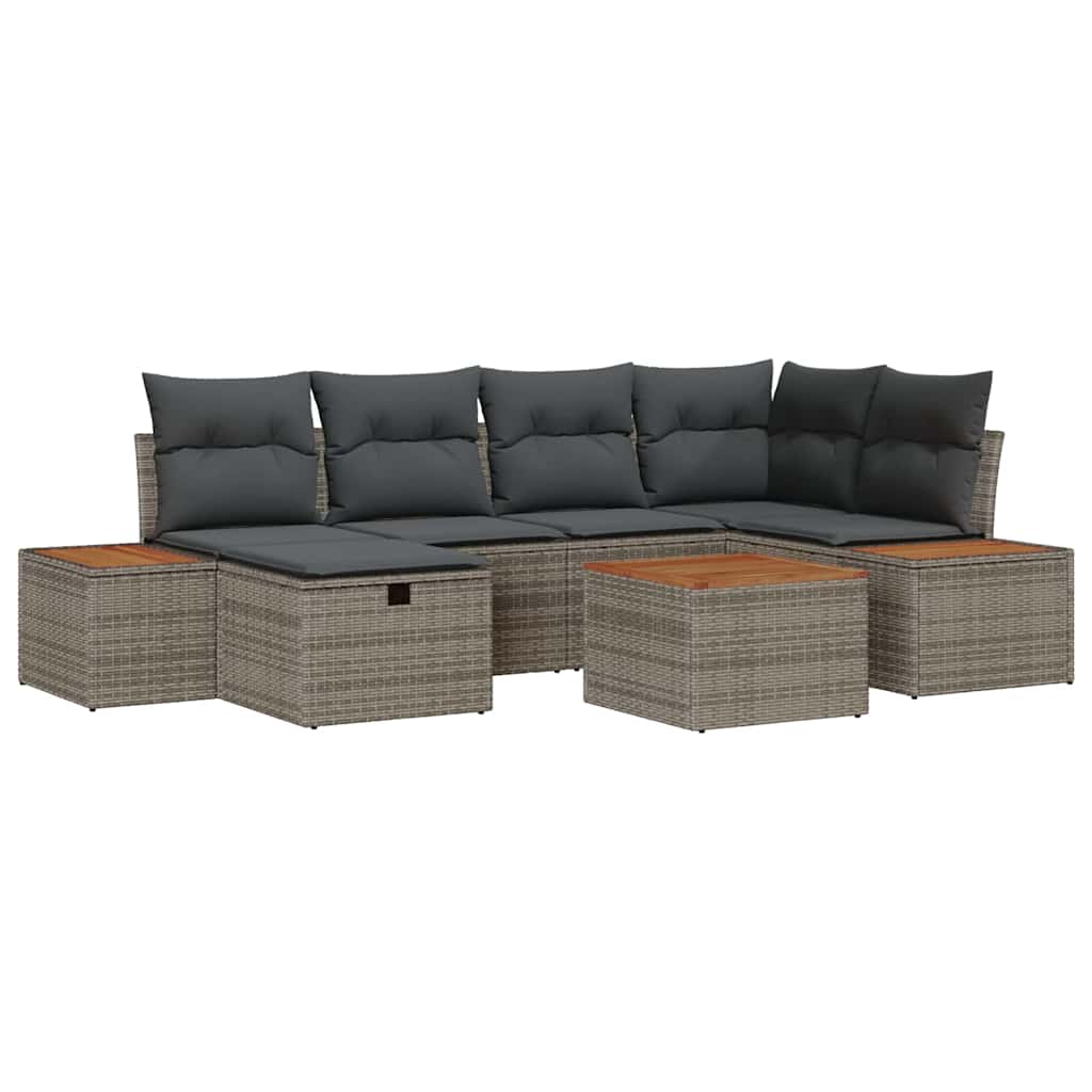 Havesofa Sæt 7 stk. Grå polyrattan