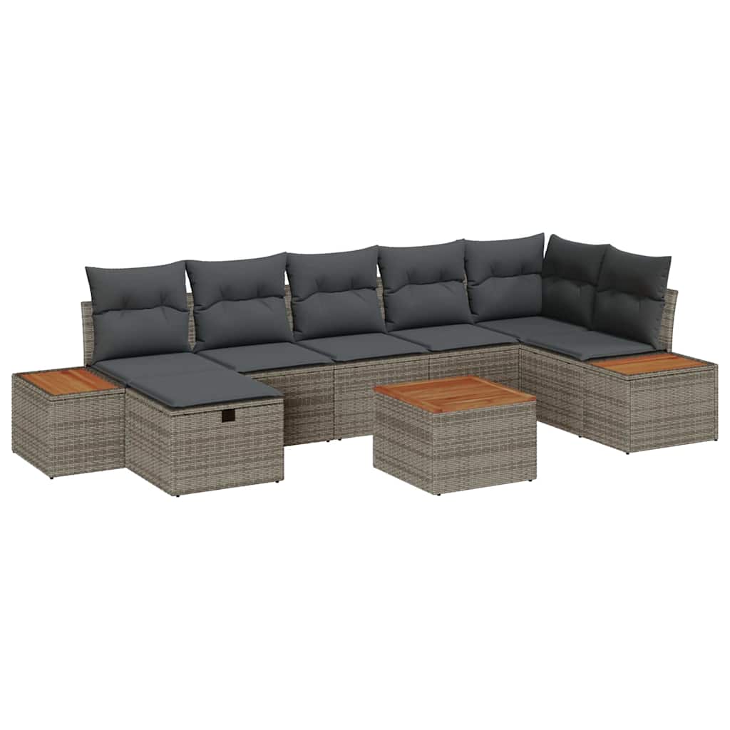 Havesofa Sæt 8 stk. Grå polyrattan