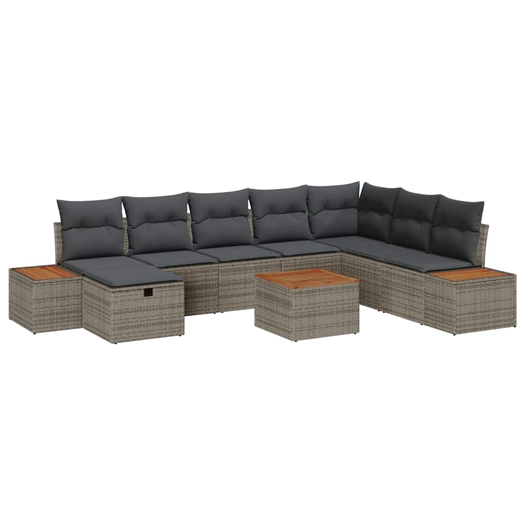 Havesofa Sæt 9 stk. Grå polyrattan