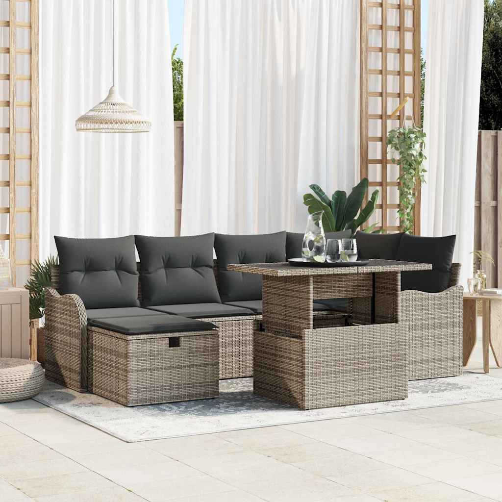 Havesofa Sæt 7 stk. Grå polyrattan