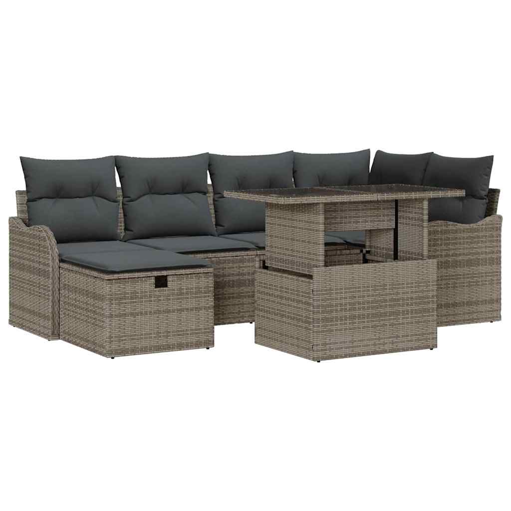 Havesofa Sæt 7 stk. Grå polyrattan