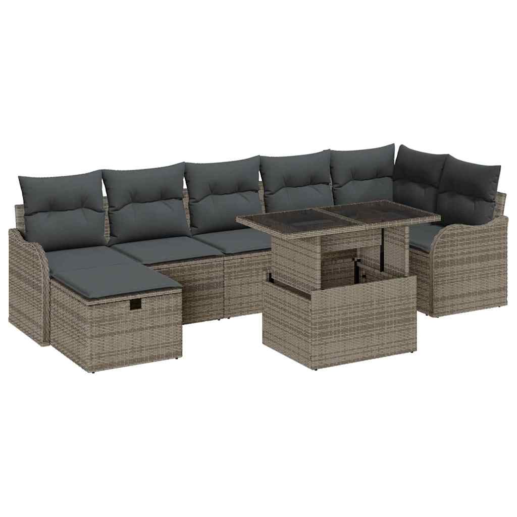 Havesofa Sæt 8 stk. Grå polyrattan