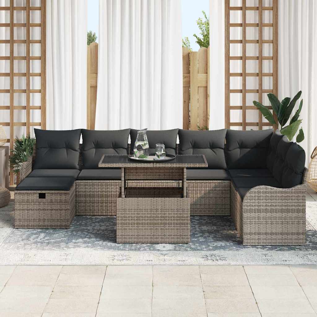 Havesofa Sæt 9 stk. Grå polyrattan