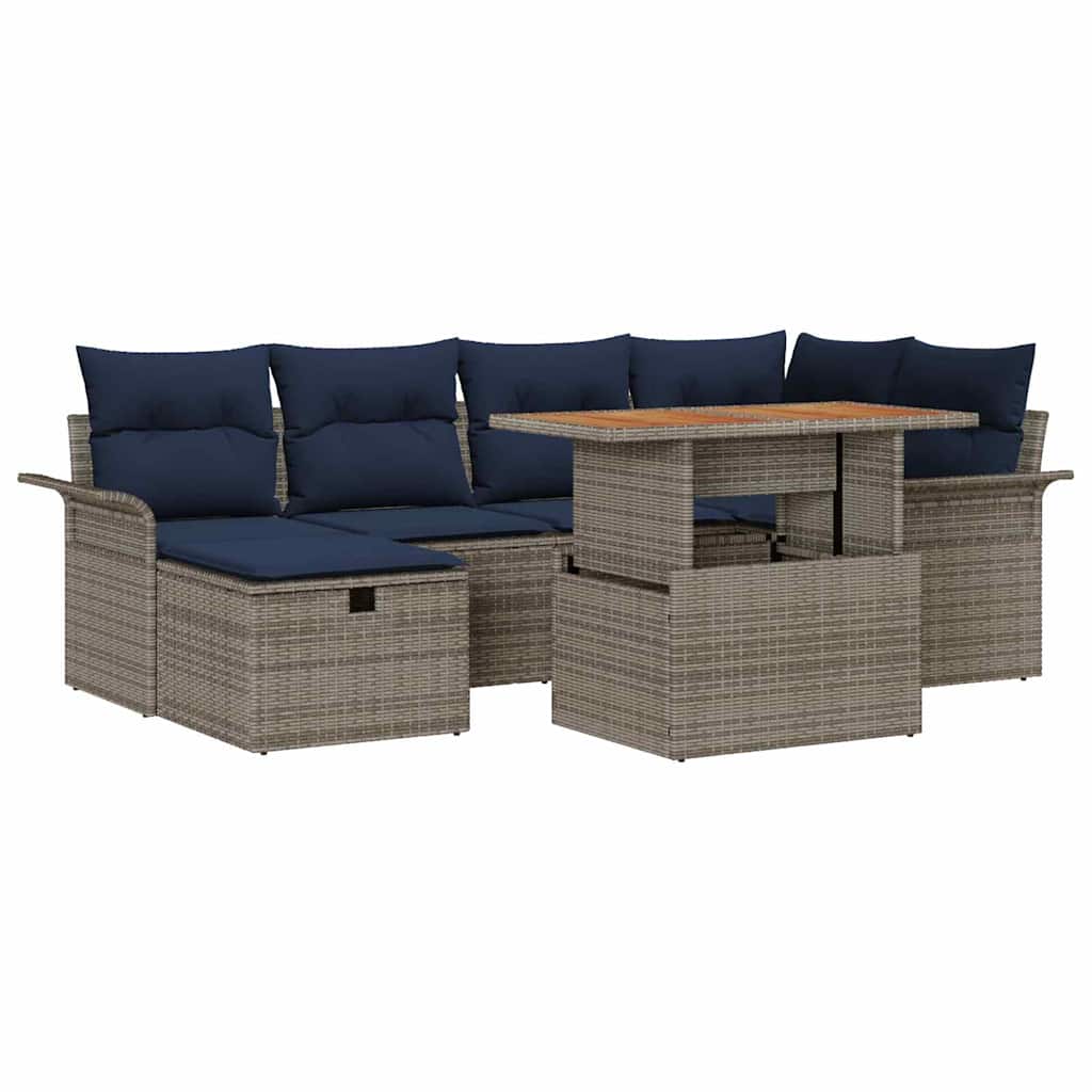 Havesofa Sæt 7 stk. Grå polyrattan