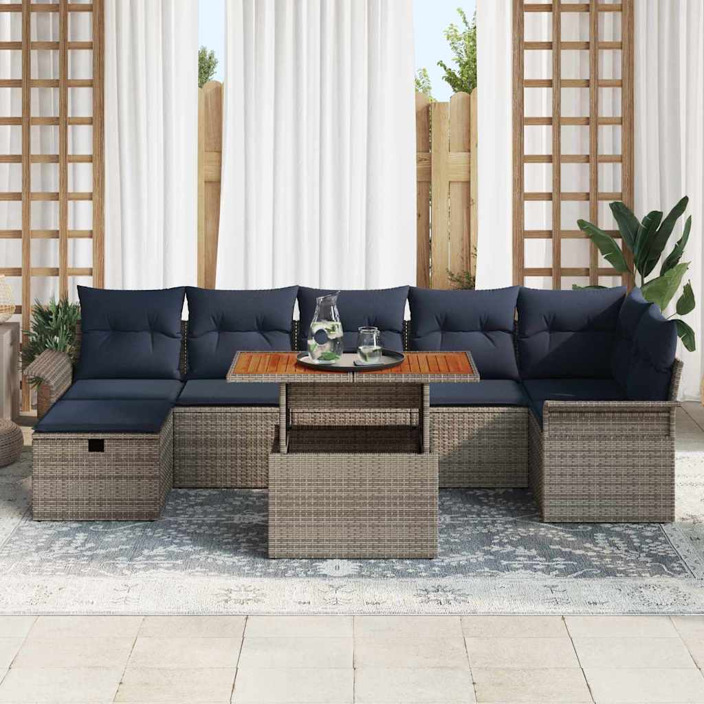 Havesofa Sæt 8 stk. Grå polyrattan