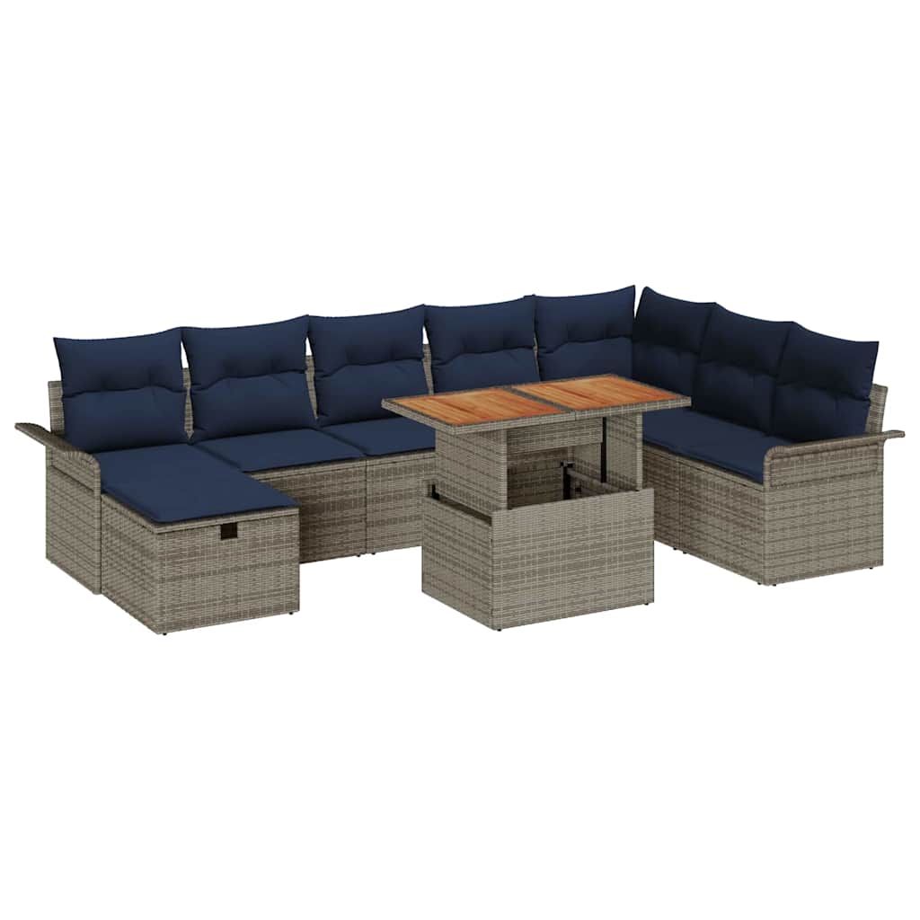 Havesofa Sæt 9 stk. Grå polyrattan