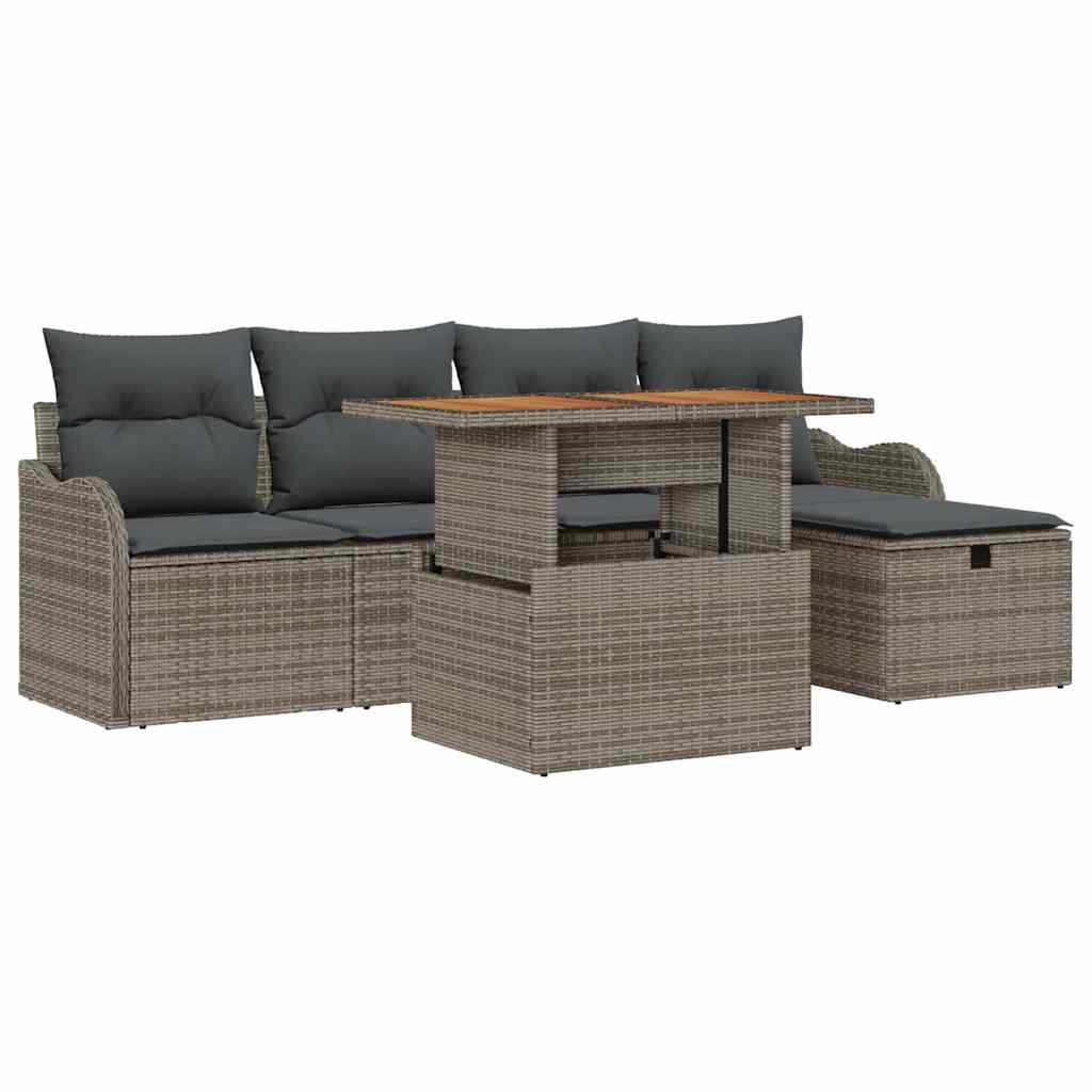 Havesofa Sæt 6 stk. Grå polyrattan