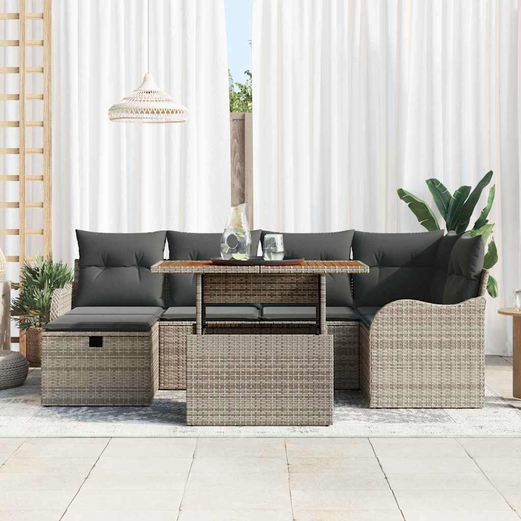 Havesofa Sæt 7 stk. Grå polyrattan
