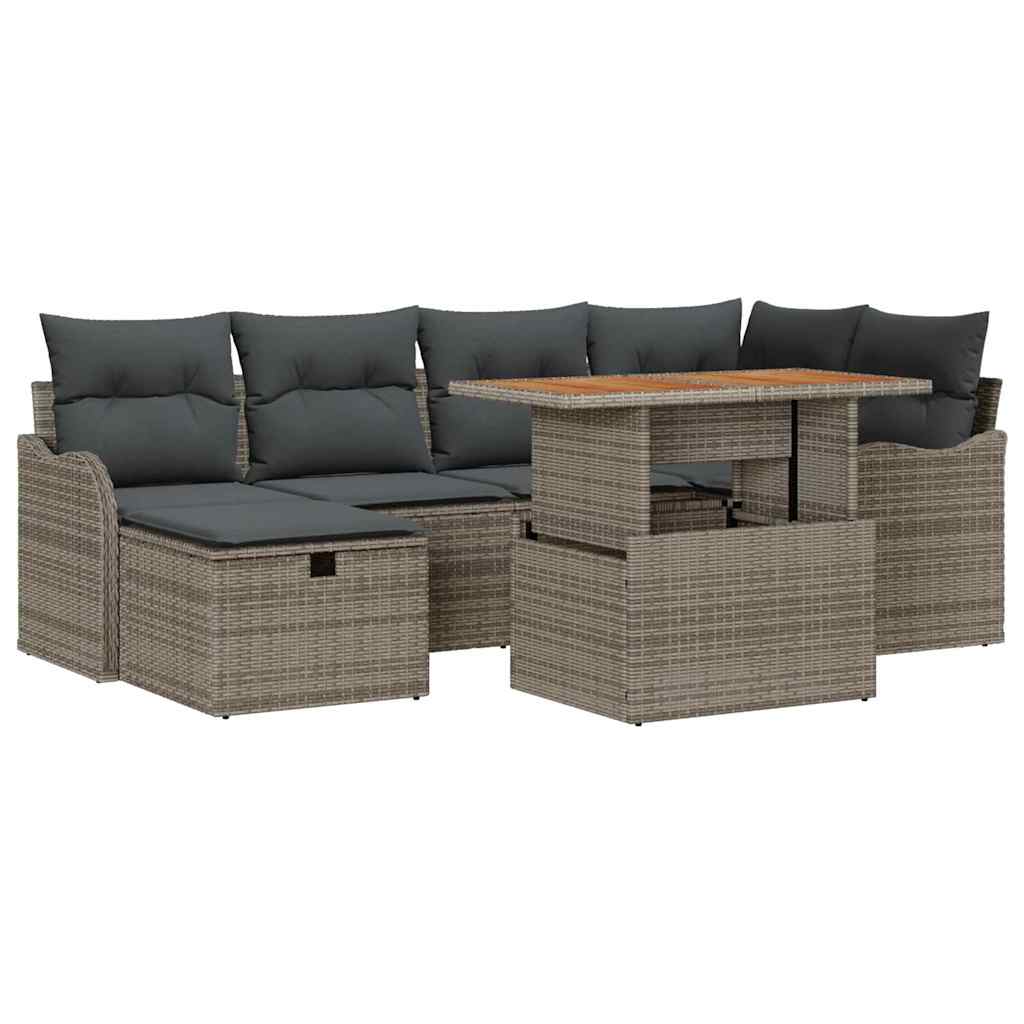 Havesofa Sæt 7 stk. Grå polyrattan