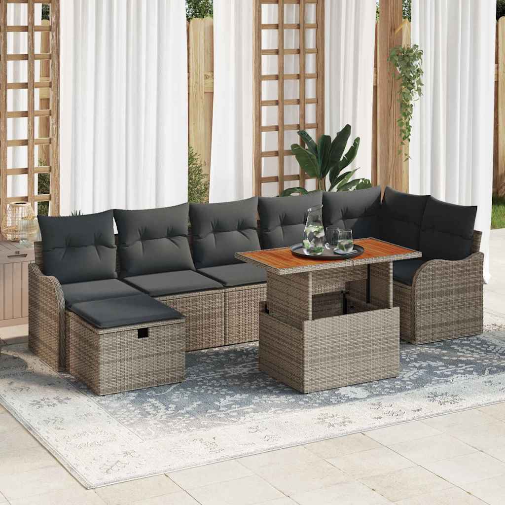 Havesofa Sæt 8 stk. Grå Poly rattan