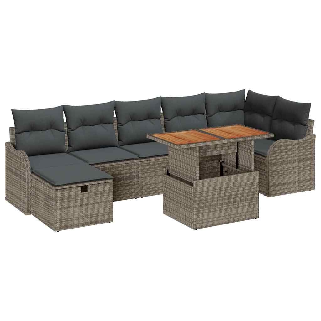 Havesofa Sæt 8 stk. Grå Poly rattan