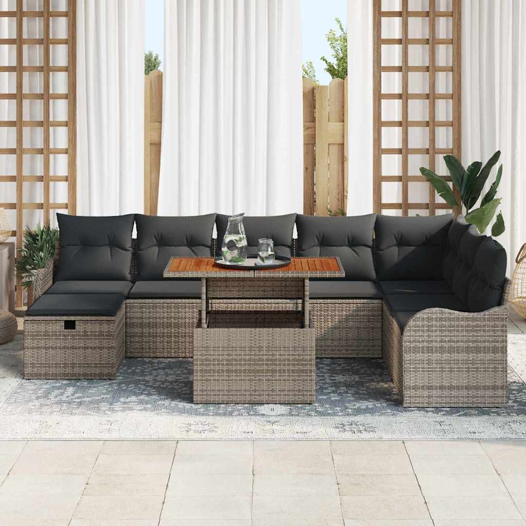 Havesofa Sæt 9 stk. Grå polyrattan