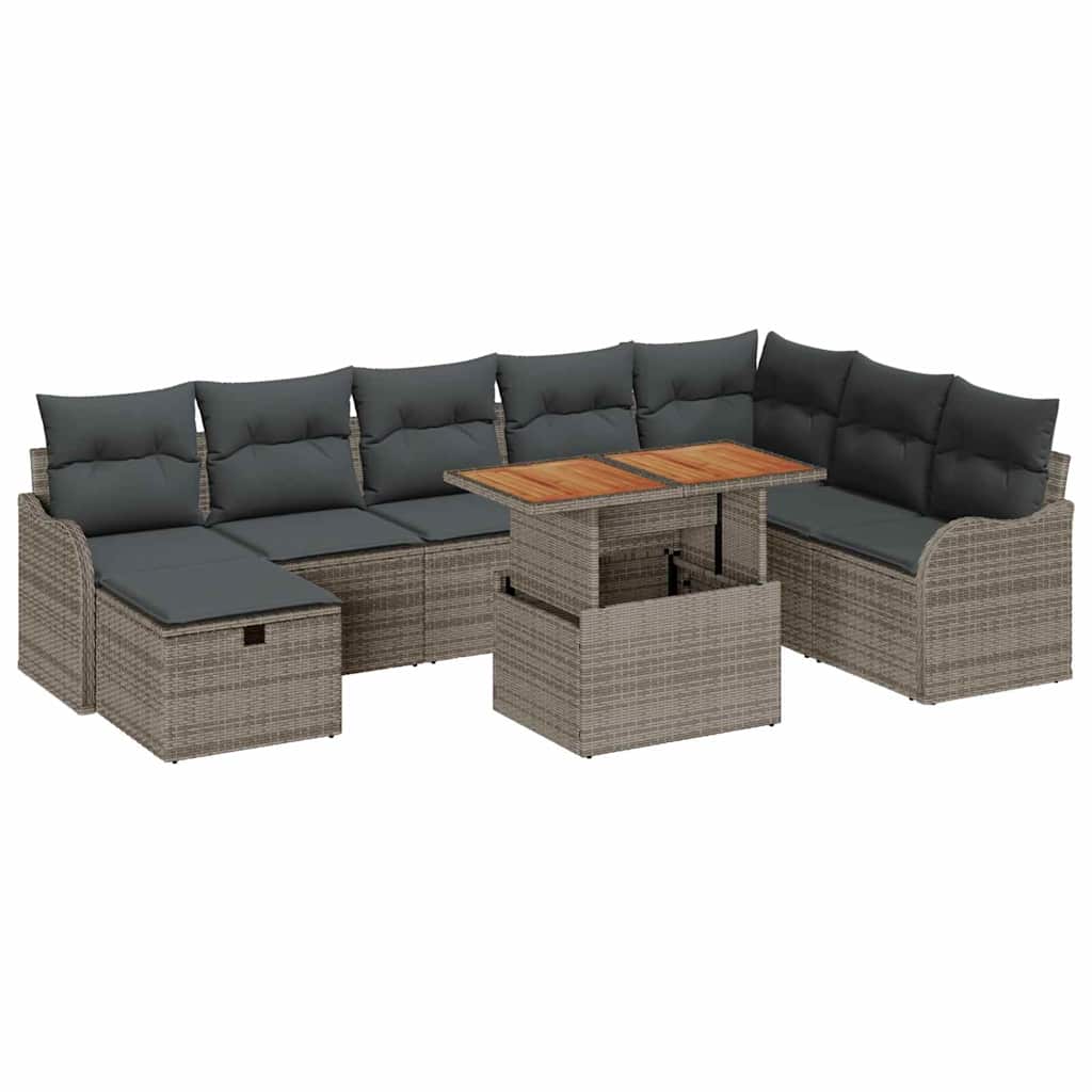 Havesofa Sæt 9 stk. Grå polyrattan