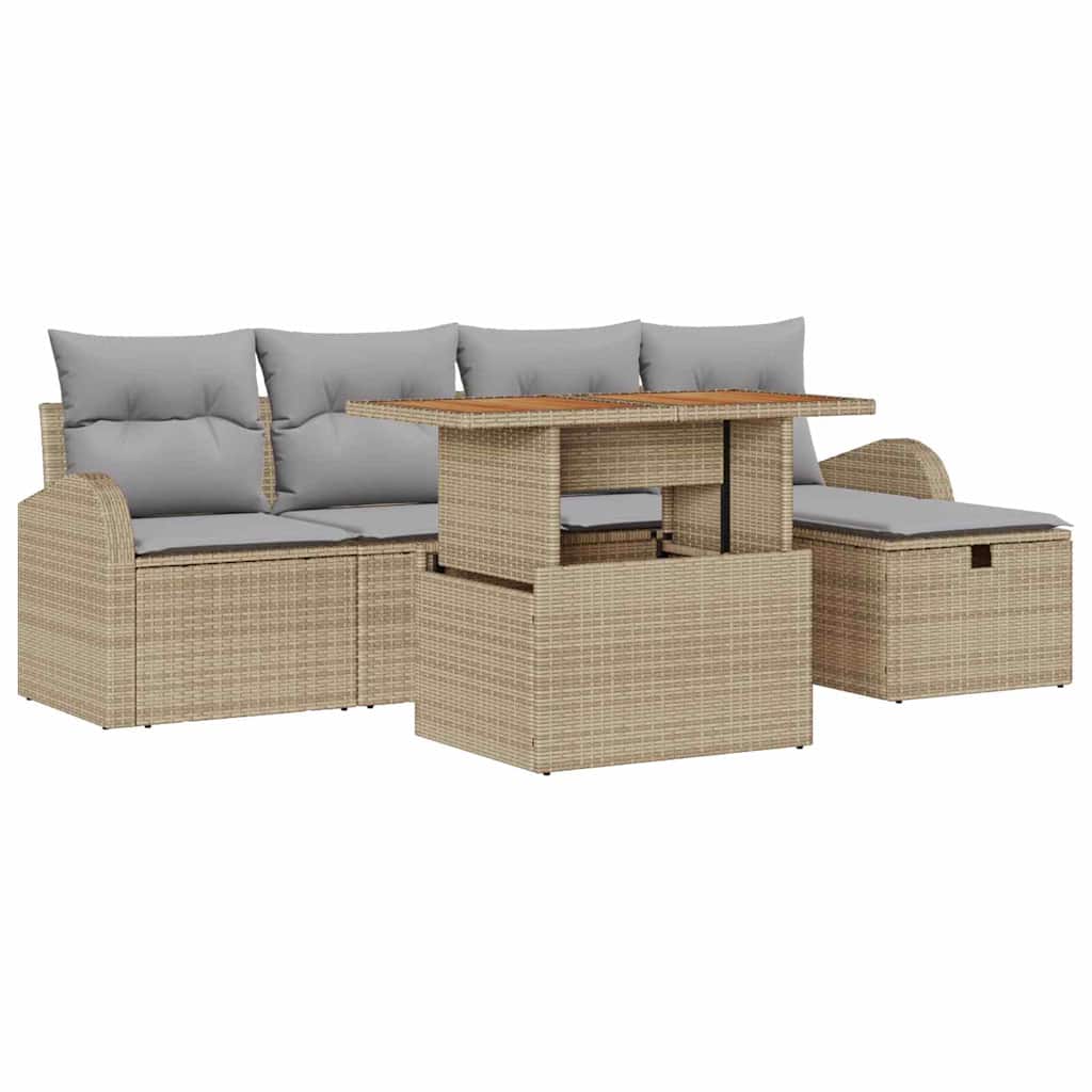 Havesofa Sæt 6 stk. Beige polyrattan