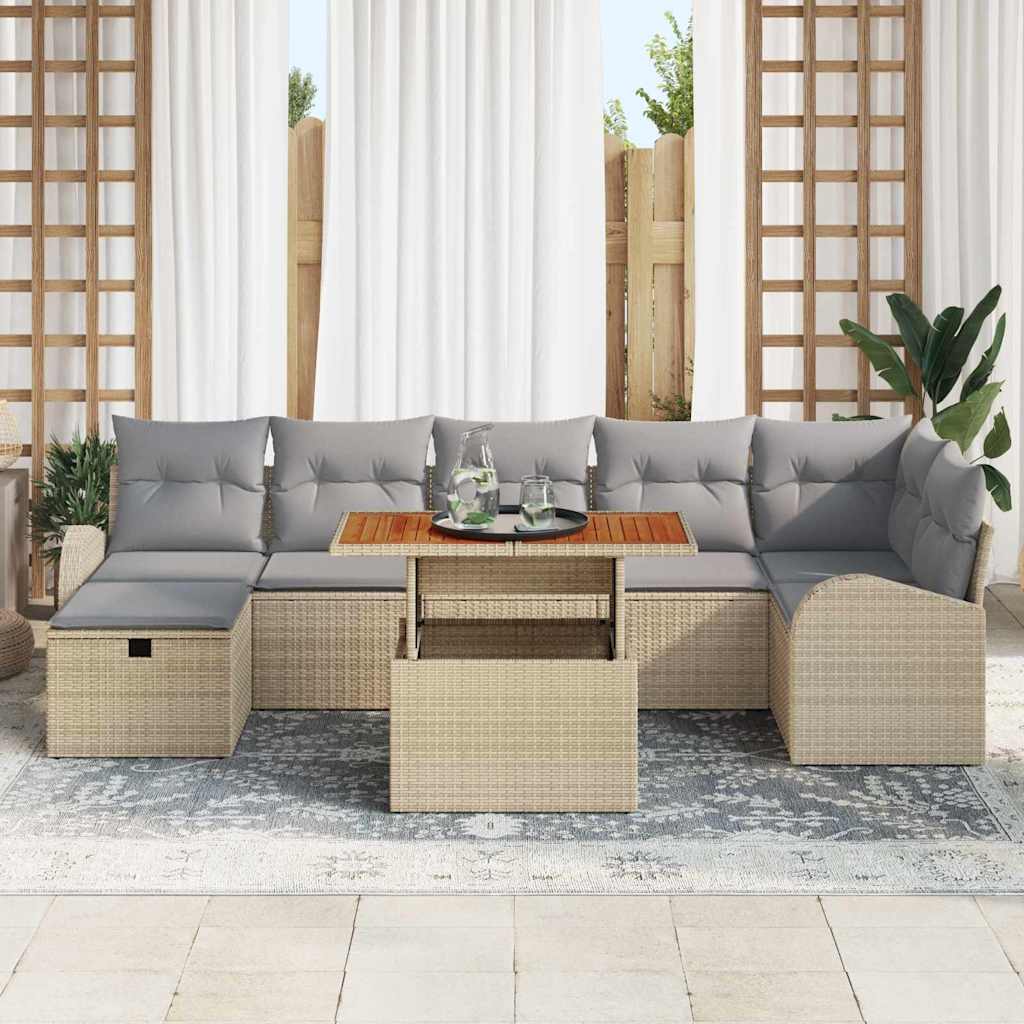 Havesofa Sæt 8 stk. Beige polyrattan