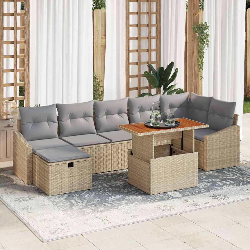 Havesofa Sæt 8 stk. Beige polyrattan