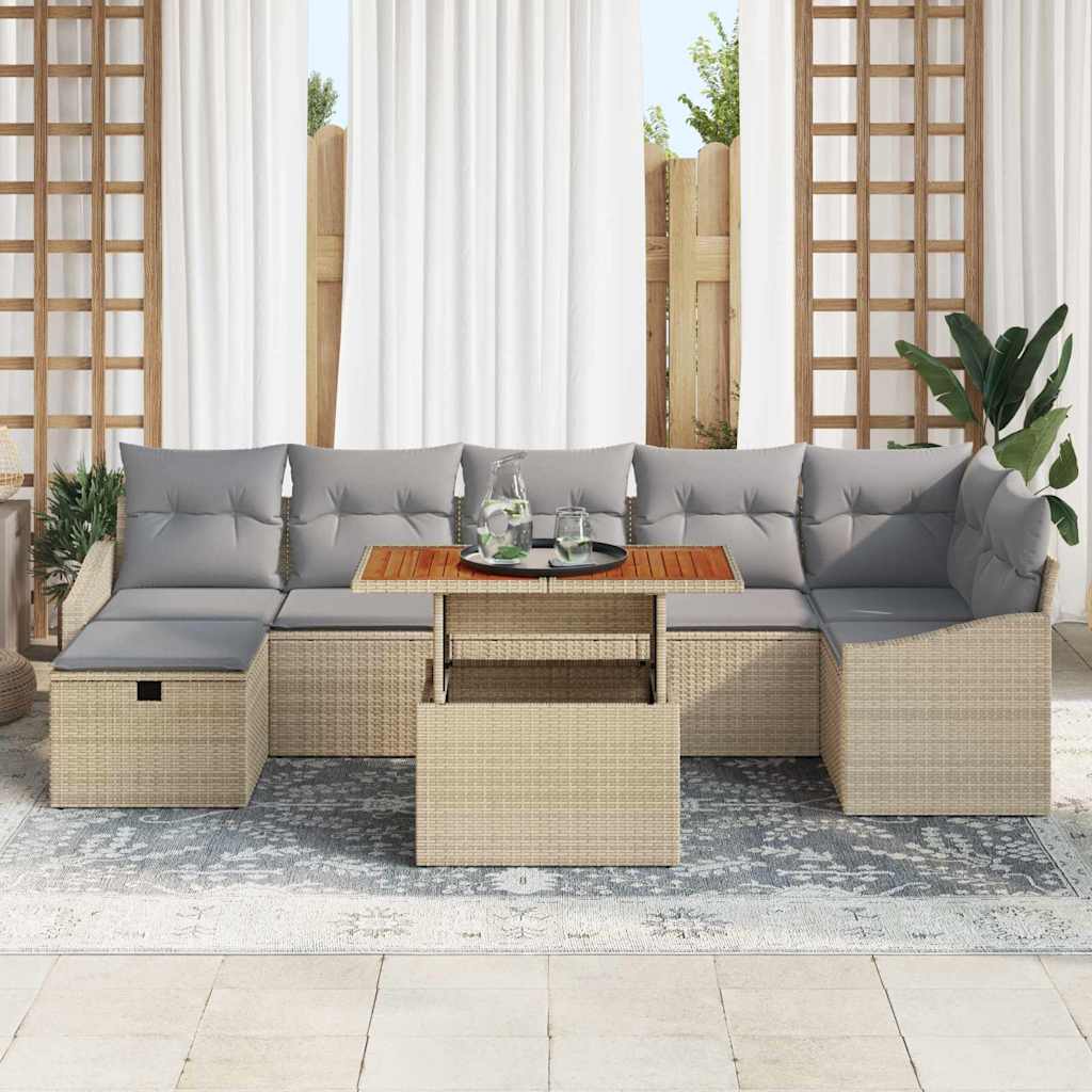 Havesofa Sæt 8 stk. Beige polyrattan