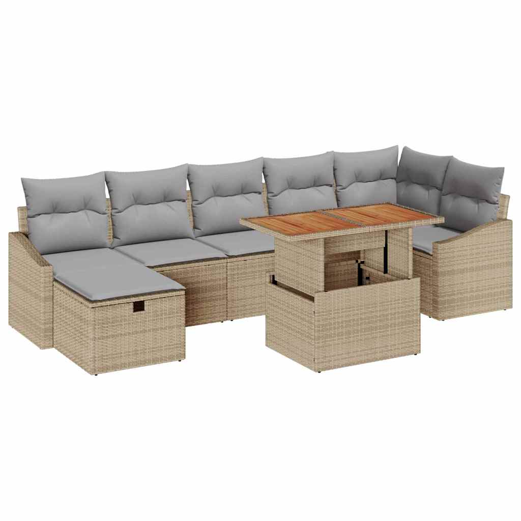 Havesofa Sæt 8 stk. Beige polyrattan