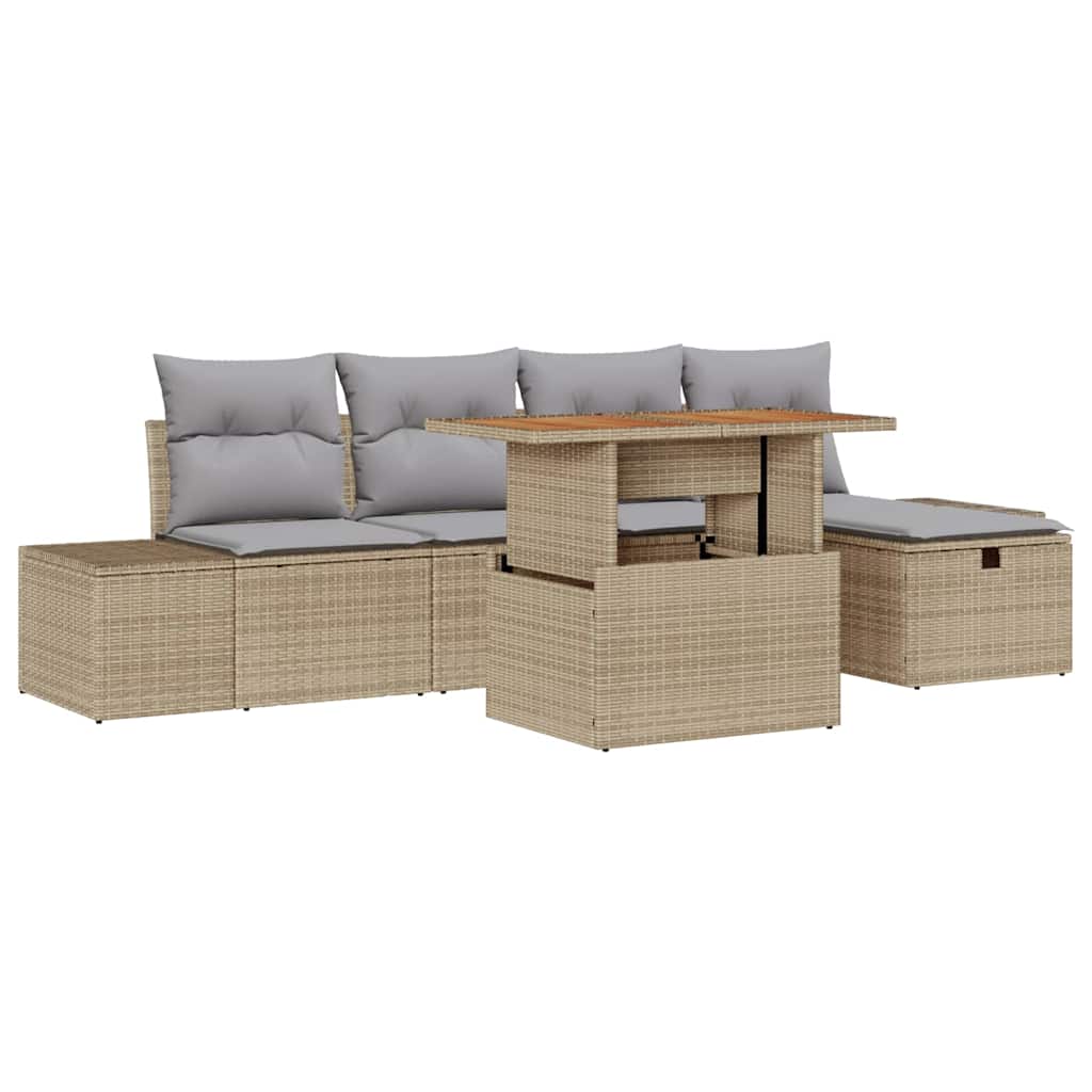 Havesofa Sæt 6 stk. Beige polyrattan