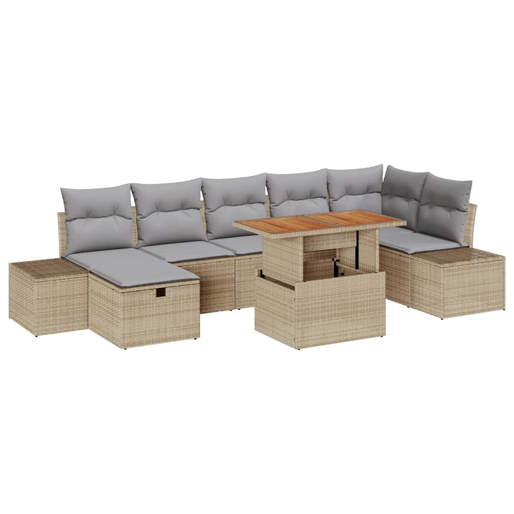 Havesofa Sæt 8 stk. Beige polyrattan