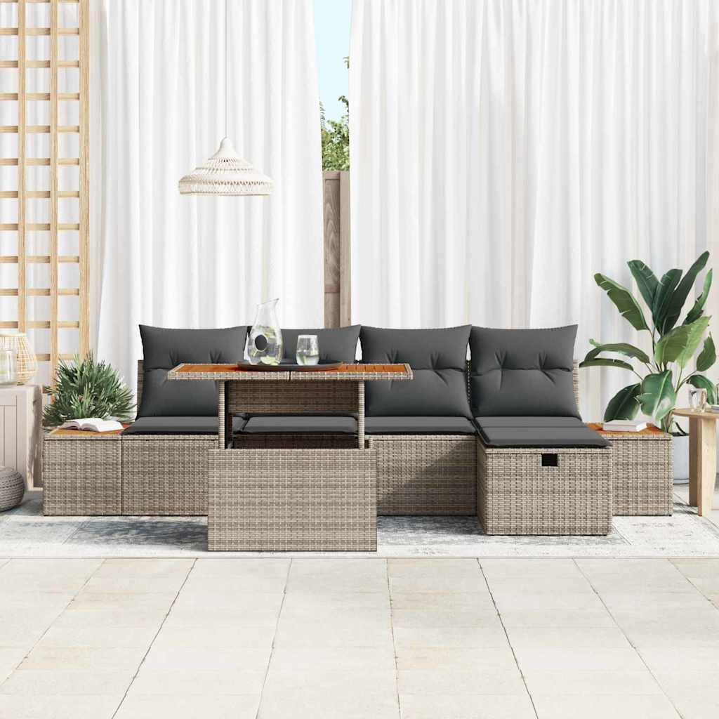 Havesofa Sæt 6 stk. Grå polyrattan