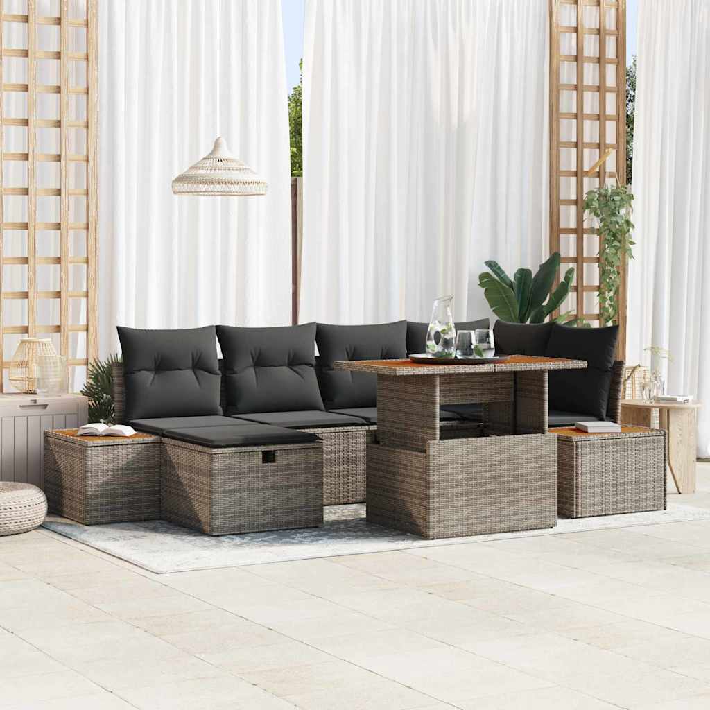 Havesofa Sæt 7 stk. Grå polyrattan