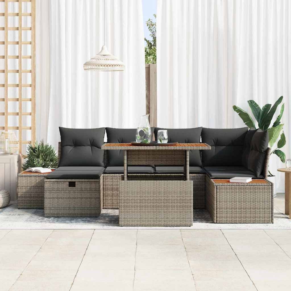 Havesofa Sæt 7 stk. Grå polyrattan