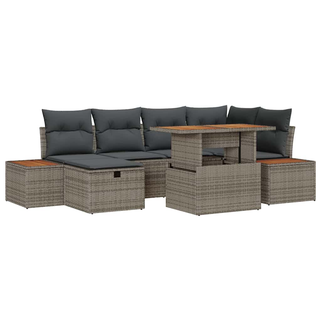 Havesofa Sæt 7 stk. Grå polyrattan