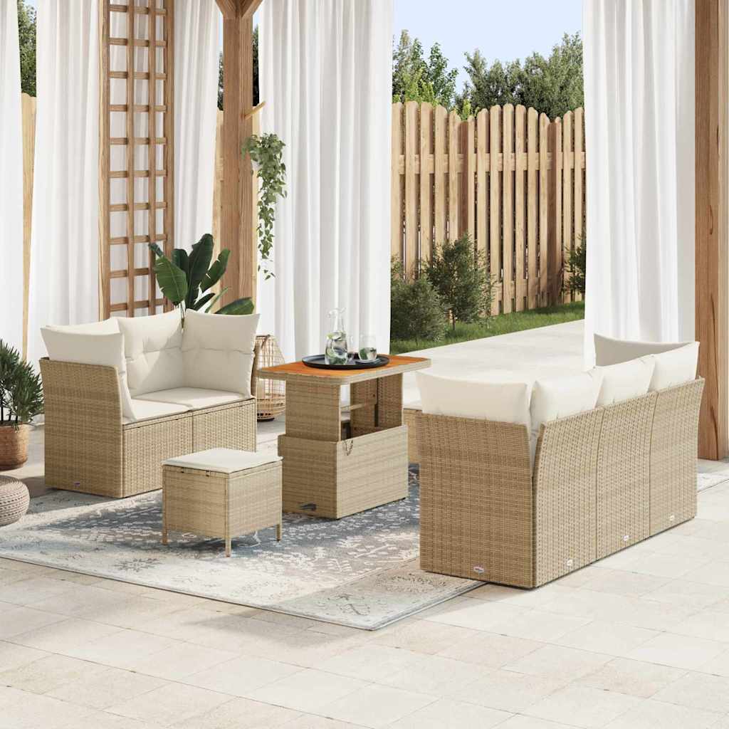 Havesofa Sæt 8 stk. Beige polyrattan