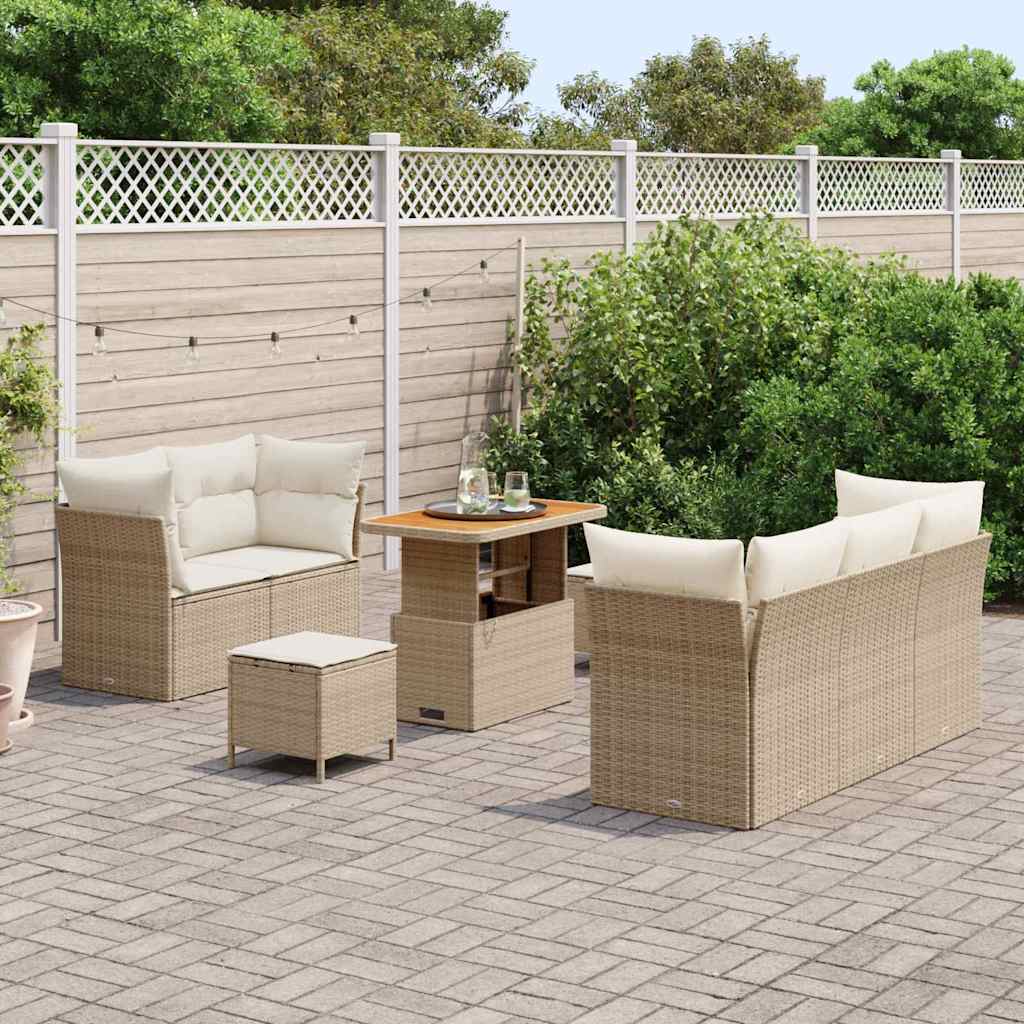 Havesofa Sæt 8 stk. Beige polyrattan