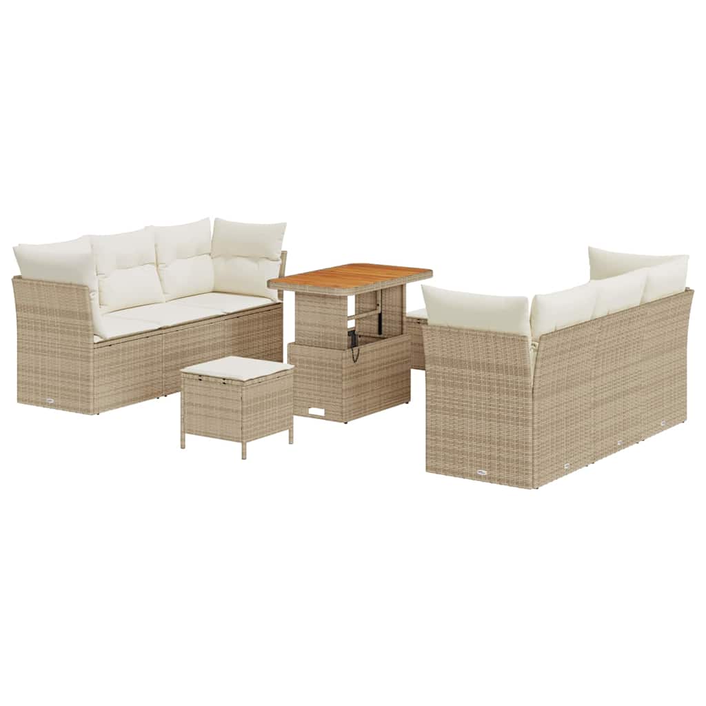 Havesofa Sæt 9 stk. Beige polyrattan