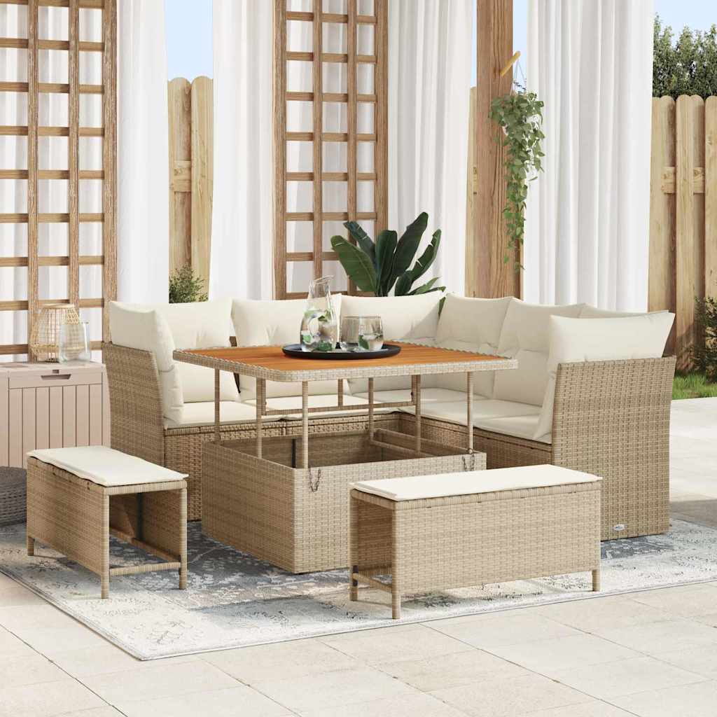 Havesofa Sæt 8 stk. Beige polyrattan